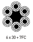 เชือกลวด7FC ungalvanized 6x30 + ประเภทเหล็กคาร์บอนสูง - Product Image 2