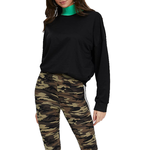 Customised Stylish Contrast <b>Mock</b> <b>Neck</b> Sweatshirt for Women High Collar with Front Logo Winter Cotton Crop <b>Top</b> - Product Image 5