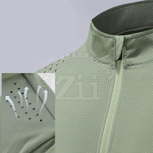 Chemises de sport à compression pour hommes, sur mesure, best-seller, dernier design, avec fermeture éclair 1/4, en spandex/polyester respirant - Product Image 3