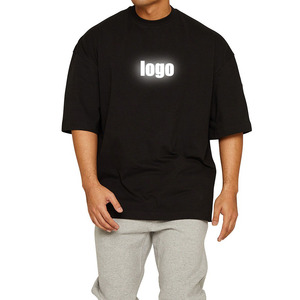 Camiseta de cuello redondo de algodón orgánico 100% para hombre, Lisa tela tejida blanca de gran tamaño, diseño de punto en blanco con mezcla de poliéster/algodón - Product Image 1