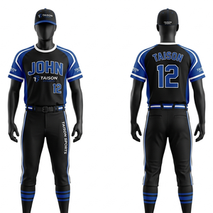 Ensemble d'uniformes de softball en polyester interlock premium 180 GSM, vert olive et bleu marine, avec logo personnalisé par sublimation - Product Image 4