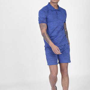Logotipo personalizado 2022 verano clic botón chándal 3D Impresión digital adulto Polo hombres conjuntos cortos - Product Image 1