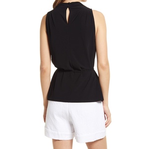 Top in maglia da donna senza maniche con collo ad anello e laccio in vita, colore viola, taglia media - Product Image 2