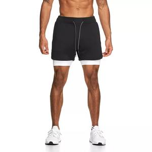 Short de course 2-en-1 pour homme, vêtement de sport noir avec cordon de serrage - Product Image 3