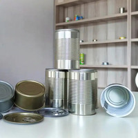 Boîtes en fer blanc rondes vides de qualité alimentaire pour la mise en conserve d'aliments et de boissons, avec couvercle à ouverture facile, marque OEM, origine Vietnam, tailles personnalisées disponibles