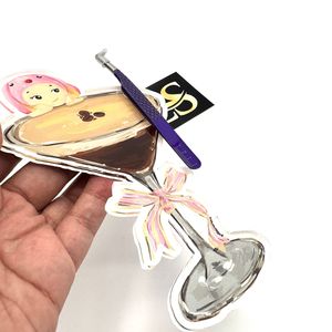 Cocktail Matcha Acrylique Magnétique Cils Carreaux Extension De Cils Pince À Épiler Logo Privé Coeur Forme Papillon Réutilisable - Product Image 3