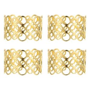 Rond de serviette en laiton de qualité supérieure doré avec gravures florales pour une salle à manger luxueuse et des accessoires de table élégants - Product Image 6