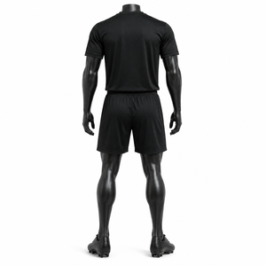 Uniforme de Fútbol Negro Personalizado, Conjunto de Camiseta y Pantalones Cortos de Poliéster, Secado Rápido, Transpirable, Ropa Deportiva para Entrenamiento de Equipo para Hombre - Product Image 2