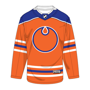 Jersey de Hockey Personalizado Azul y Naranja, Unisex, Manga Larga, Ligero, Impermeable, Diseño de Parches, Ropa Deportiva Cómoda, Servicio OEM - Product Image 2