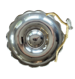 Plateau de nourriture brillant poli métal puce Dip assiette de service en acier inoxydable avec soucoupes d'assaisonnement utilisation Restaurant et hôtel - Product Image 1