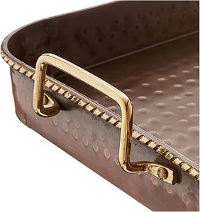 International Oblong ทองแดงโบราณถาดเสิร์ฟโลหะทองเหลืองจับ - Product Image 4