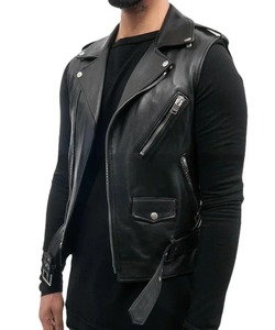 เสื้อกั๊กหนังสไตล์อัศวินเสื้อเกราะหนังแบบเต็มตัวสำหรับผู้ชายเสื้อกั๊กหนังแขนกุดแบบมีสายคาดเอว - Product Image 3