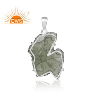 Best Selling Fine Sterling Silver Natural Raw <b>Moldavite</b> Gemstone Pendant Jewelry Manufacturer - Product Image 3