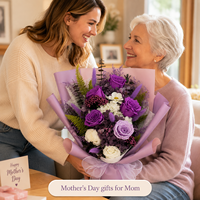 Bouquet Éternel Fait Main en Gros pour Décoration d'Intérieur – Mélange de Fleurs Violettes Stabilisées avec Préservation à la Glycérine – Idéal Noël
