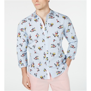 Camicia Casual da Uomo INC International Concepts con Motivo Floreale e Righe, Taglia XXX-Large, 100% Cotone Popeline Traspirante, Blu - Product Image 1