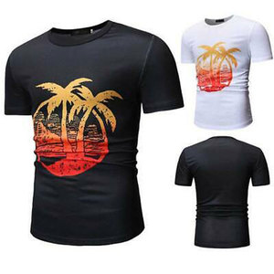 T-shirt col rond unisexe coupe régulière 100% coton 180g T-shirt avec impression de logo personnalisé T-shirt masque en O vierge pour hommes vente en gros - Product Image 1