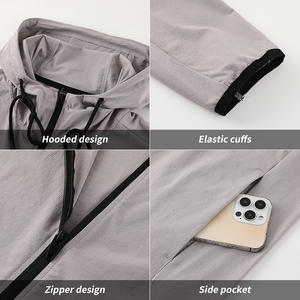 High Quality Wholesale Low MOQ <b>Jacket</b> Zipper Pocket <b>Reflective</b> Gym Fitness Lightweight Breathable <b>Jacket</b> for <b>Men</b> - Product Image 5