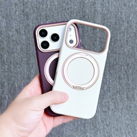Funda Magnética Antigolpes de Cuero PU con Grabado Morado, Carga Inalámbrica, Protección 360 y Tarjetero, Venta al por Mayor