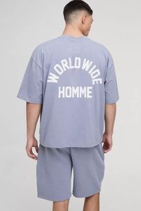 ชุดวอร์มแบบสวมหัวสำหรับผู้ชายกางเกงขาสั้นบ็อกซี่โอเวอร์ไซส์สำหรับผู้ชาย - Product Image 3