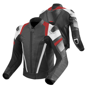 Veste de moto en cuir véritable imperméable de haute qualité, tissu respirant avec col montant pour la saison hivernale - Product Image 1