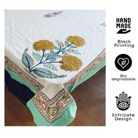 Nappe en lin imprimé floral vintage réutilisable de qualité supérieure à prix de gros, élégante jaune blanche pour la maison, le mariage et l'hôtel.
