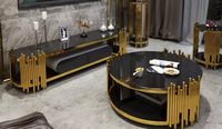 Table basse de luxe au design rond avec pieds en fer, options gris foncé et noir, convertible, mobilier contemporain pour salon