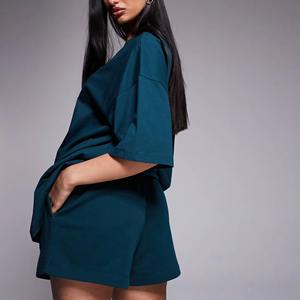 เซ็ตเสื้อสเวตเตอร์และกางเกงขาสั้นผู้หญิงทรงปกติผ้าสแปนเด็กซ์/ โพลีเอสเตอร์เหนือเข่าชุดสวมใส่สบายแบบลำลอง - Product Image 5