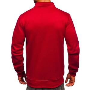 100% algodón polar diseño de moda OEM Logo algodón sólido rojo cremallera completa cuello alto chaqueta térmica para hombre - Product Image 2