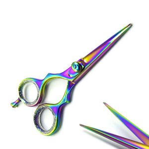Ciseaux de barbier en acier inoxydable dentelés de 5 pouces, multicolores, pour la coupe de cheveux DIY en salon, vente en gros - Product Image 4