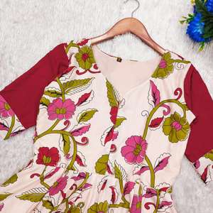 Robe de tous les jours élégante ethnique trapèze fluide avec manches bouffantes à imprimé floral et ourlet à plusieurs niveaux pour l'été - Product Image 4