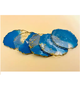 Posavasos de Resina Hechos a Mano Ecológicos de Alta Calidad con Diseño de Purpurina Dorada, Artesanías Transparentes Personalizables para el Hogar y Eventos - Product Image 3