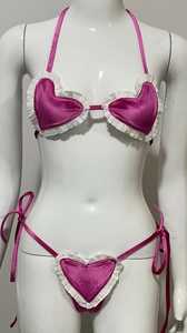 Conjunto de Bikini personalizable con logo y cinturón de malla con cordón bordado disponible letra Paisley 2 uds lavado liso teñido - Product Image 2