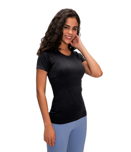 OEM logotipo personalizado cortado mujeres Yoga Top sin costuras gimnasio entrenamiento deportes camiseta para mujeres - Product Image 4