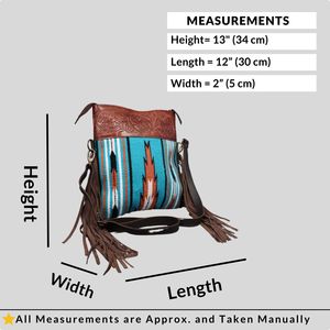 Sac à bandoulière en laine et cuir pour femme Boho avec accents à franges à rabat usiné fermeture à glissière sangle détachable durable deux poignées" - Product Image 5