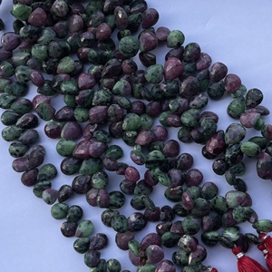 6mm 8mm 10mm Natural Ruby Zoisite Stone Pear Shape Faceted Cut Briolette <b>Beads</b> Wholesaler Supplier Online Factory Price Handmade - Product Image 3
