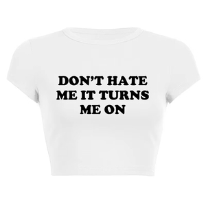 เสื้อยืดครอปสั้นเซ็กซี่ปรับแต่งได้ปรับแต่งได้สำหรับผู้หญิงฮาราจูกุเบบี้ผ้าถักลายโซ่เสื้อผ้าเฉพาะบุคคล - Product Image 6