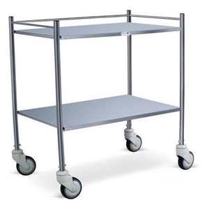 รถเข็นเครื่องมือแพทย์แบบใช้มือหมุน เกรด A+ รางคู่ ไม่มีลิ้นชัก สแตนเลสผิวกระจก สำหรับเครื่องมือผ่าตัด 5 ชิ้น - Product Image 6