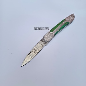 มีดพับดามัสกัสทำมือด้ามไม้ pakka ปรับแต่งได้หลากหลายใช้งานกลางแจ้งมีดตั้งแคมป์ - Product Image 2