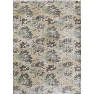 พรมขนสัตว์ลายดอกไม้สไตล์วินเทจ สีเบจ-น้ำตาล ทอมือ สำหรับบ้าน ห้องนั่งเล่น ห้องโถง ทางเข้าบ้าน ห้องนอน-Pae-2100 รูปทรงสี่เหลี่ยมผืนผ้า - Product Image 1