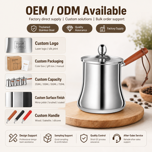 <span class=keywords><strong>Cafetière</strong></span> turque en acier inoxydable 304, Cezve Ibrik, <span class=keywords><strong>cafetière</strong></span> arabe, chauffe-lait, théière avec poignée et couvercle en bois - Product Image 6
