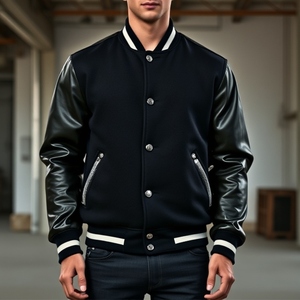 Chaqueta universitaria de gamuza con aspecto vintage con ribete acanalado Diseño personalizado Escuela Colegio Letterman Estilo Bomber Coat Hombres Casual - Product Image 3
