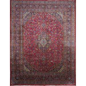 Alfombras de alta calidad, anudadas a mano, artesanales, con diseño vintage de medallón rojo, mezcla de algodón y lana pura, para el hogar y la oficina. - Product Image 1