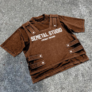 Camiseta de Hombre al por Mayor, Personalizada, 100% Algodón, Lavado Ácido Desgastado, Estilo Vintage, Lavado a la Piedra, Corte Regular, Antiarrugas, Secado Rápido, Transpirable - Product Image 3