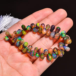 Cuentas de ópalo Lágrima de ópalo Cuentas lisas Negro etíope Welo Ópalo de fuego Briolettes Multi Fuego Ópalo negro Fabricación de joyas Cuentas de piedra - Product Image 3