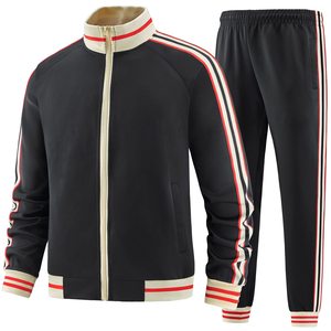 Unisex TBF-163 Full-Zip Striped Vintage Jogging Tracksuit 100% Cotton Lightweight Breathable Elastic Waist Regular Fit <b>Winter</b> - Product Image 2