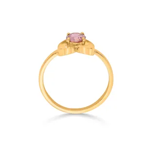 Kinder-Rosaline-Herzring aus Vergoldetem Messing mit Krappenfassung und Geometrischem Design - Product Image 5