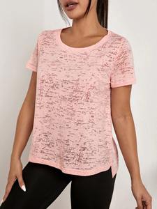 Camiseta de Cuello Redondo para Mujer, Fabricada por OEM, Alta Calidad, 100% Algodón, Color Sólido, Personalizable con Logotipo, Básica e Informal - Product Image 3