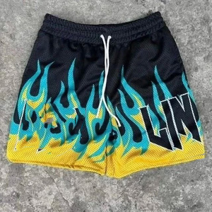 High Quality Custom Logo Summer Pocket Double <b>Layer</b> Men's Fitness Mesh Shorts 6XL Size Solid Pattern Polyester Gym Shorts - Product Image 6