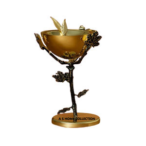 Top Tendance Feuille Design Stand Noir Métal Décoration de La Maison Meilleure Vente Élégant Brûleur D'encens Doré - Product Image 1