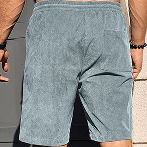 Short décontracté en velours côtelé pour hommes, vêtements de plage d'été légers, taille élastique avec cordon de serrage, tissu respirant à coupe ample pour les vacances - Product Image 3
